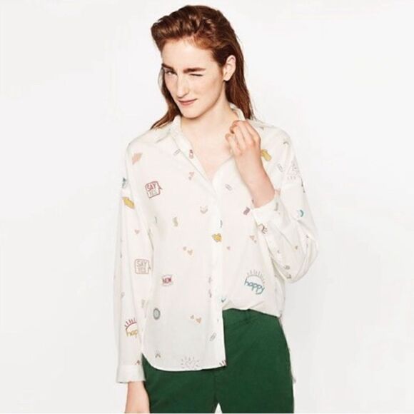 Zara Tops - Zara basics women’s oversized button up shirt